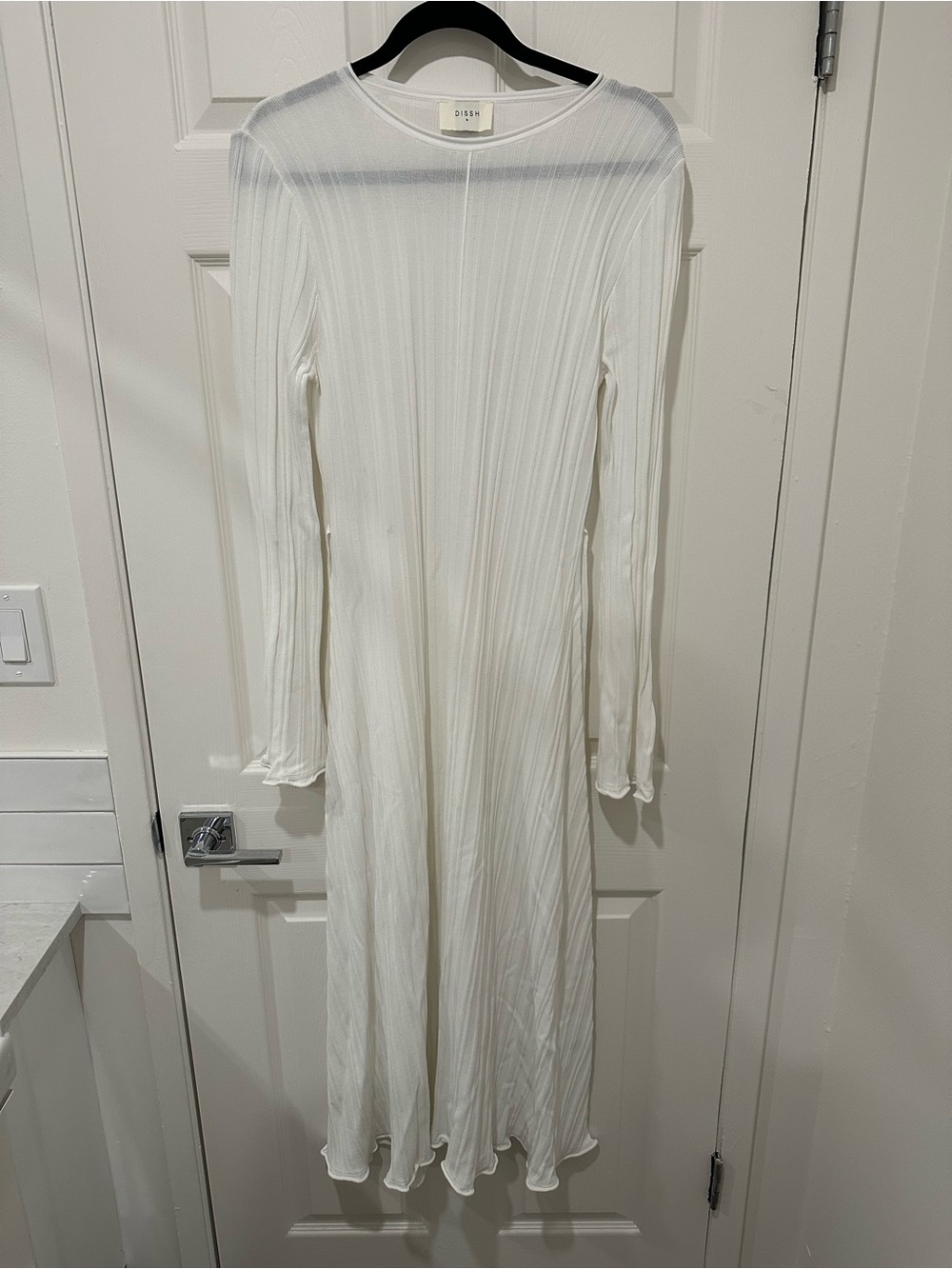 DISSH Cream Ribbed Long Sleeve Maxi Dress